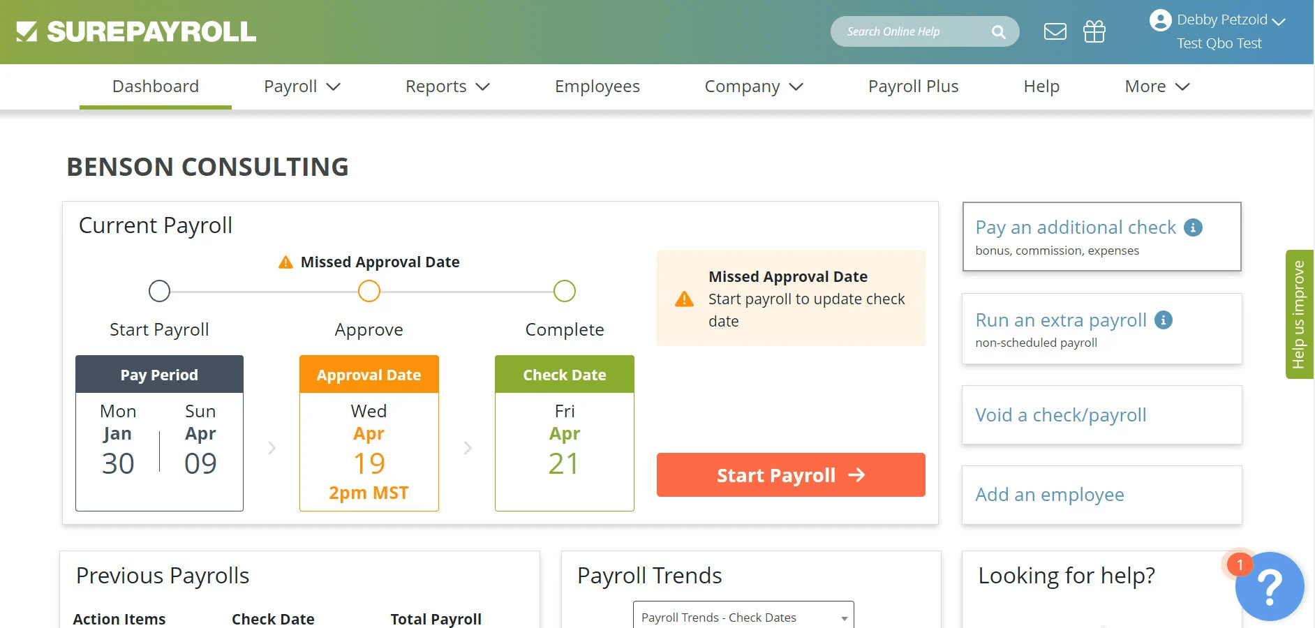 Payroll dashboard preview